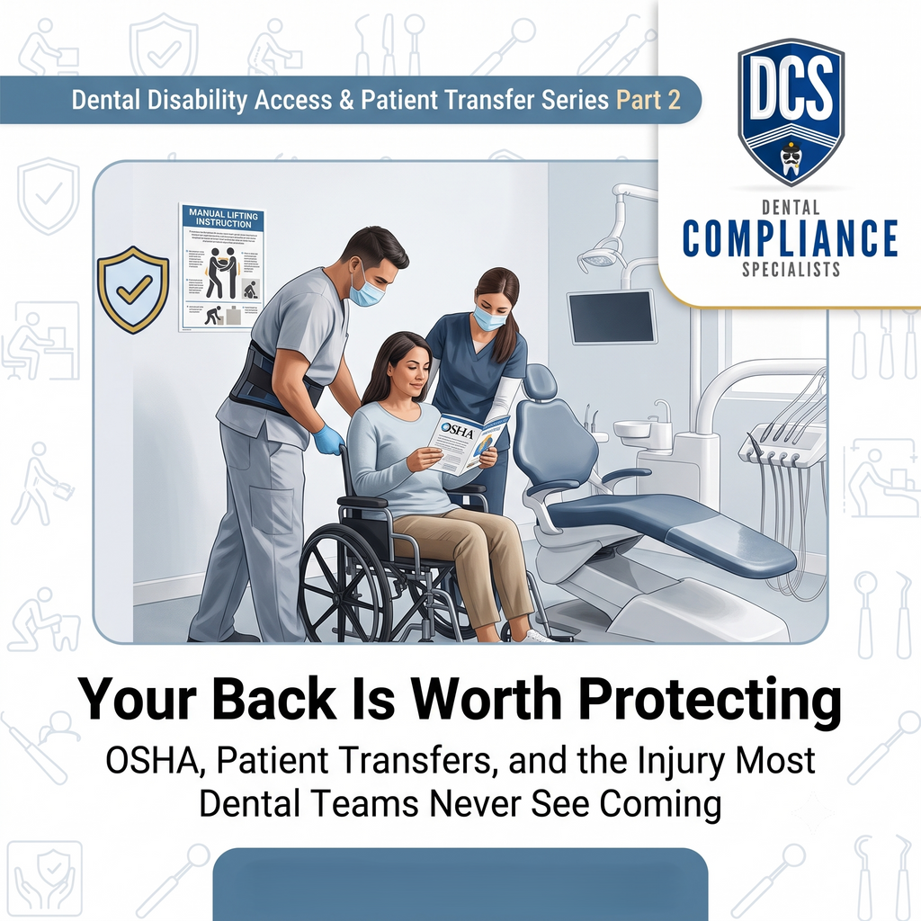 Dental Disability Access & Patient Transfer Series Part 2: Your Back Is Worth Protecting: OSHA, Patient Transfers, and the Injury Most Dental Teams Never See Coming
